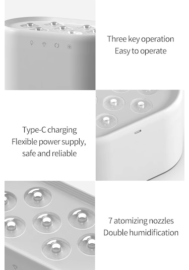 Ultrasonik Hava Nemlendirici 7 Renk Işıklı Aroma Difüzörü Dinamik Buhar Makinesi 1000 Ml