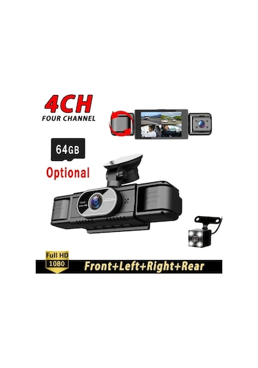 Xuweiwei 360 4 Kanallı Araç Kamerası - 1080p Ön Ve 720p Sol Sağ Arka Görüş Gece Görüşlü 4 Lenses Without Memory Card Dahil Değildir