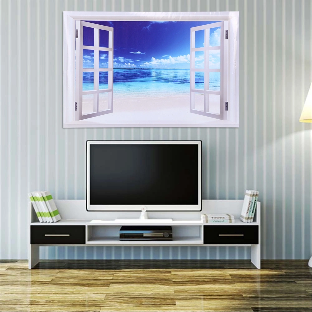 Geeroyoo Pvc Deniz Manzaralı 3d Duvar Stickerı, Su Geçirmez Dekoratif Pencereler, 2 Adet Paket Diğer