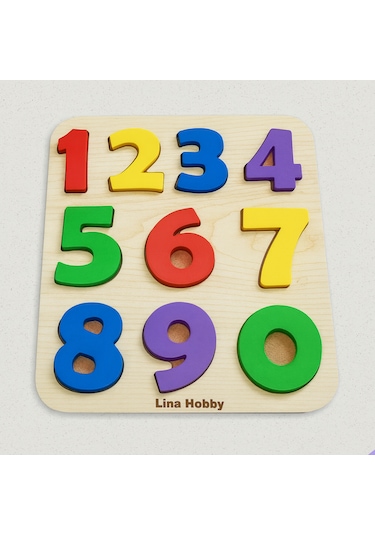 Çocuklar İçin Renkli Sayı Puzzle - Ahşap Tabanlı 3d Rakamlar 20x17 Cm - Eğlenerek Öğrenme Sayılar + Harfler