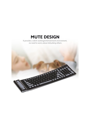 Springsun Kablosuz 2.4g Silikon Katlanır Klavye - 107 Tuşlu Taşınabilir Bilgisayar Klavyesi