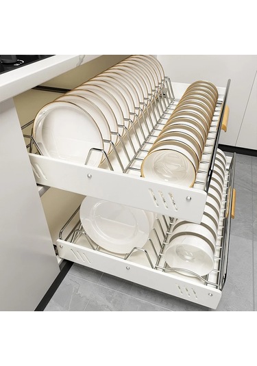 Lixiaqu01 Çekmece Ahşap Saplı Mutfak Bulaşık Depolama Raf Bölücü Diğer