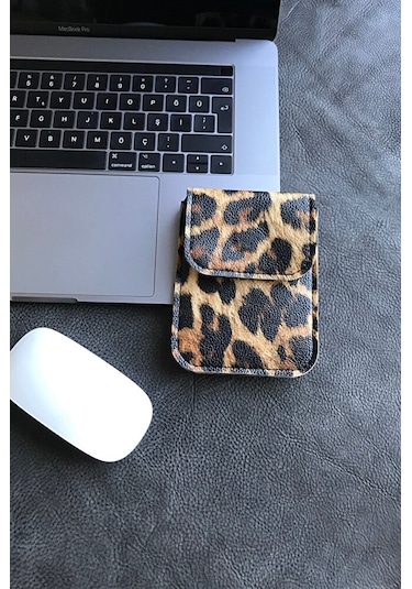 Magic Mouse Kılıfı Apple Uyumlu Vegan Deri Leopar Kılıf