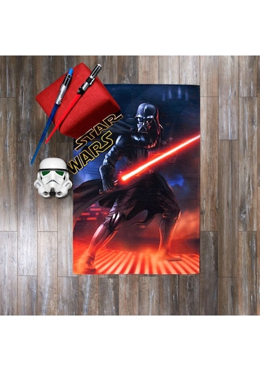 Taç Lisanslı Çocuk Halısı Star Wars Movie 80X140 Siyah