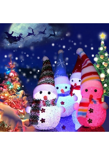 Led Işıklı Kardan Adam Yılbaşı Ağacı Süsleri Renk Değiştiren Kardan Adam Led Light Snowman Renkli Pilli Led Işıklı Kardan Adam