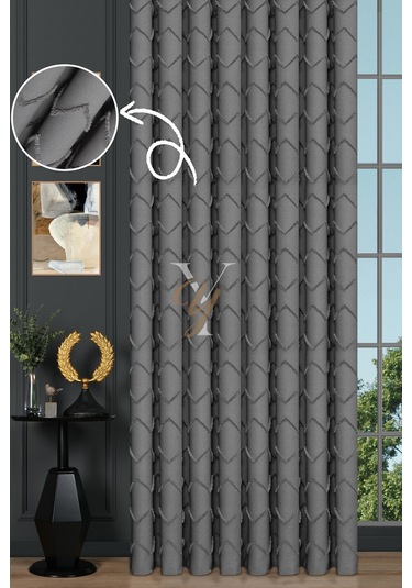 Jakar Kesme Fon Perde Ezgi V-6015 Gümüş Gri Gümüş Gri