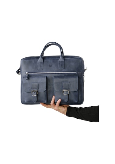 Mft Leather Hakiki Deri Laptop El Çantası Loreen 2230 Tiguan Lacivert