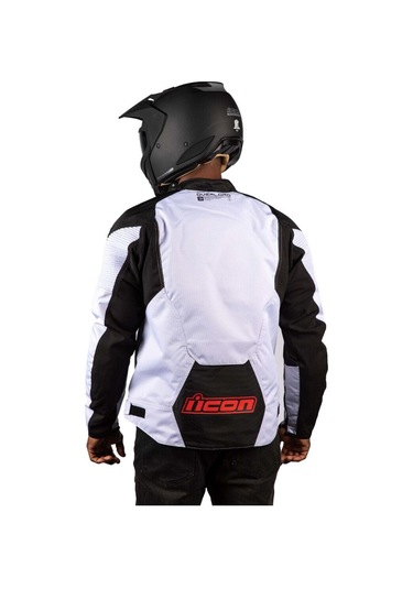 Icon Overlord 3 Korumalı Motosiklet Montu Siyah Beyaz