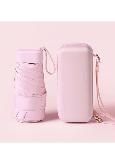 Yystore Kadın Mini Güneş Şemsiyesi + Taşıma Kutusu Zxf9440 Pembe