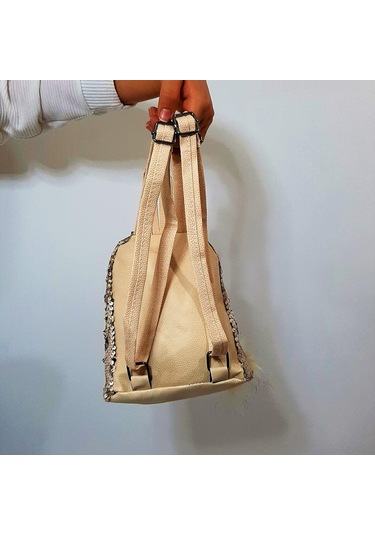 Fiyra Crn Krem Pullu Kız Çocuk Sırt Çantası 16cmx20cmx10cm Krem