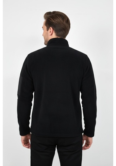Erkek Büyük Beden Fermuarlı Cepli Polar Ceket 6545 Bgl-st04918 Siyah