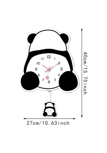 Homyl Panda Sarkaçlı Duvar Saati Sessiz Saat Akrilik Karikatür Stil C
