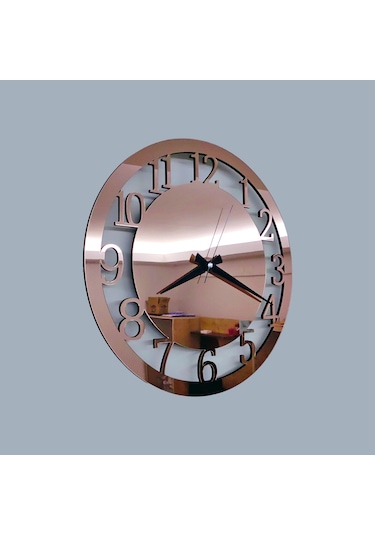 Dekoratif Rosegold Aynalı Duvar Saati Altın