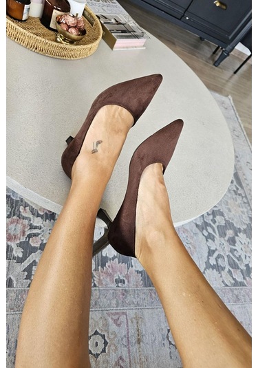 Ops 10 1899 Topukla Kadın Kadeh Topuklu Stiletto Kahve Süet