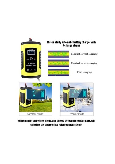 Moly 12v 6a Akıllı Akü Şarj Cihazı - Moto/suv Akü Tamiri Ve Koruma - Avrupa Standartı Sarı - Zyx-j10