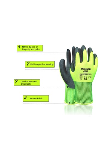 Youmex Wg-501 Nitril İş Eldiveni - Dayanıklı, Nefes Alabilir, Bahçe Ve Ev İşleri İçin - Floresan Sarı L Beden