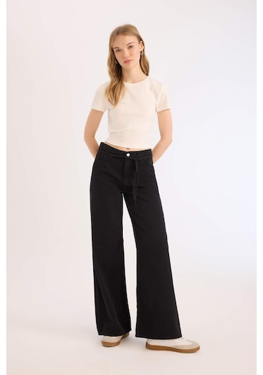 DeFacto Coool Gabardin Pantolon Wide Leg Yüksek Bel Geniş Bol Paça E1794AX25SPBK27 DeFacto Coool Gabardin Pantolon Wide Leg Yüksek Bel Geniş Bol Paça E1794AX25SPBK27