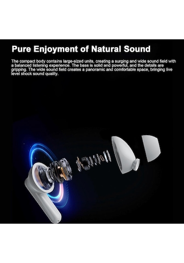 Mikrofonlu Bluetooth Kulaklık, Gerçek Kablosuz Kulaklık 5.3, Uzun