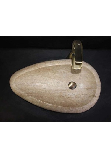 Light Traverten Çakıl Tasarım Lavabo