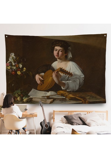 Caravaggio - Latva Çalan Kadın Duvar Örtüsü-7143