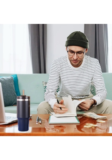 Tenfowee Paslanmaz Çelik Termos Bardağı - 20oz Kapaklı Ve Pipetli, Seyahat, Spor, Ofis İçin İdeal Beyaz