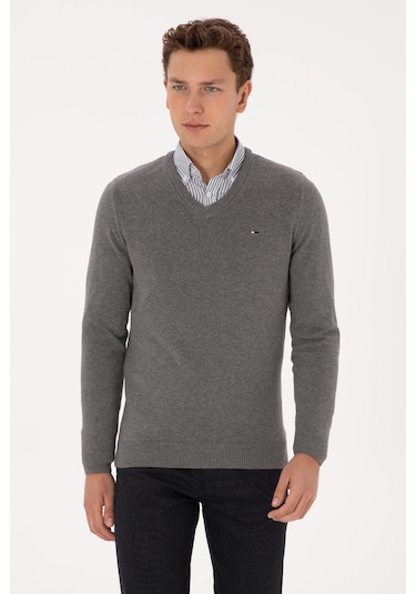 U.s. Polo Assn. Erkek Gri Melanj Kazak /triko 50313668-vr086 Gri Melanj