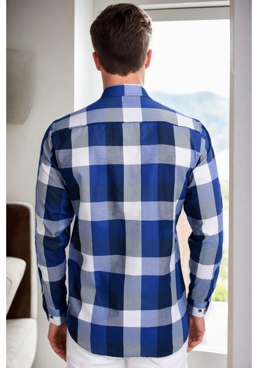 G962 Dewberry Erkek Gömlek-lacivert-mavi Lacivert-mavi