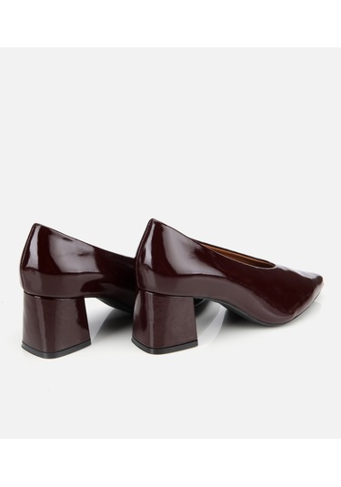 Hotiç Kadın Rugan Deri Bordo Yumuşak Dokulu Kalın Topuklu Ayakkabı 01ayh315500a780 Bordo