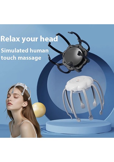 Fochsia 3 Mod Radyo Elektrikli Kafa Masaj Aleti, 8 Parmaklı Şık Ve Hediye Siyah Siyah