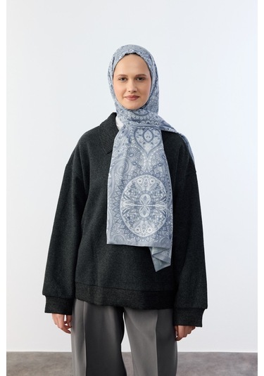 Mirsoy Scarf Mirayze Etnik Desen Şal Füme
