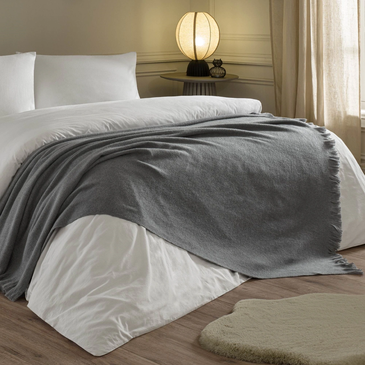 Linens Lunea Throw / Tv Battaniyesi Antrasit Tek Kişilik Antrasit