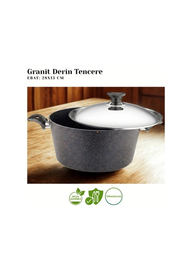 9 Parça Granit Set Çelik Kapak - Siyah Siyah