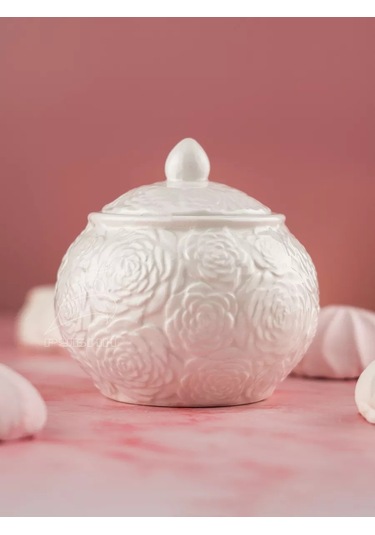 Get&joy Seramik Şekerlik Güller 300 Ml 211692842 Beyaz