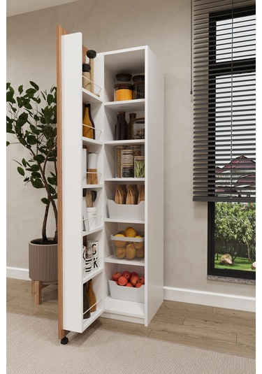 Asra Trend Çok Amaçlı Kiler Dolabı MK-19 %100 MDF Erzak Organizer Dolabı Petra