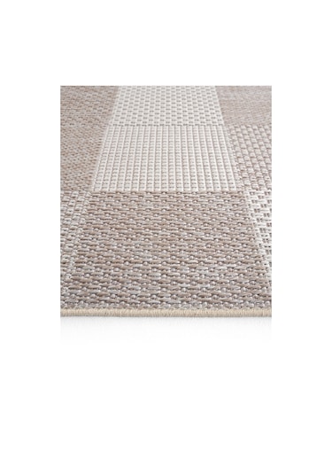 Cool Halı Grande 01 Bej Balkon Kilimi Dama Desen Halı İnce Antre Halısı Kaymaz Tabanlı Mutfak Kilimi