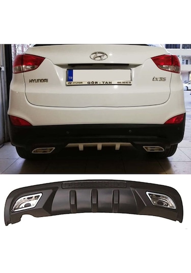 Hyundai İx35 Uyumlu Difüzör Difizör Siyah + Kare Egzoz Görünüm C Tip