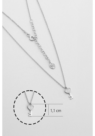So Chic Aşk Anahtarı 18 Ayar Beyaz Altın Kaplama 45 Cm Gümüş Kolye Sarı