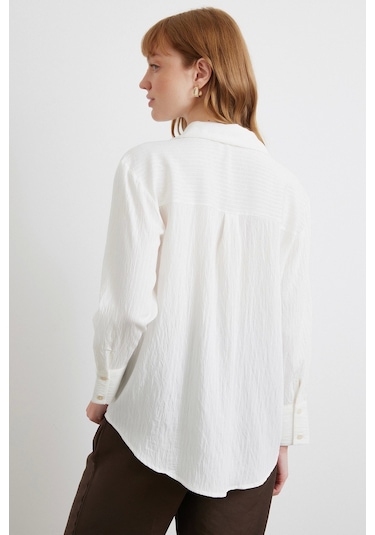 Paralel Çizgili Gömlek Beyaz Beyaz