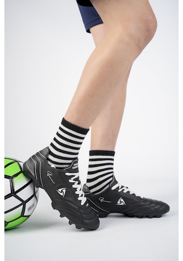 Muggo Pascal Unisex Garantili Krampon Halı Saha Futbol Spor Ayakkabı Siyah - Beyaz