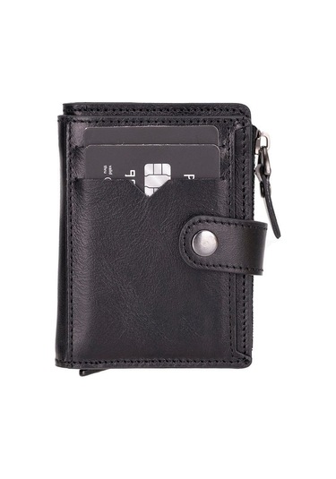 Rodos Hakiki Deri, El Yapımı, Pop-up Kartlık Cüzdan, Parlak Siyah