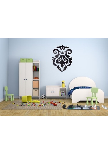 Duvar Süsü Sticker 2 Adet Siyah Çiçekli Şeffaf Filmli Pvc 48x33