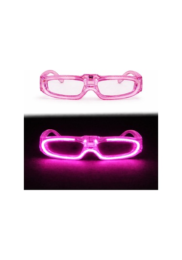 Pembe Led Işıklı Parti Gözlüğü 3 Modlu Glow - Gece Eğlence Gözl Diğer