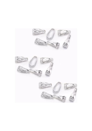 100 Adet 3X7mm Nikel Renk Tepelik Kolye Tepesi Mengeç Kıskaçlı Me