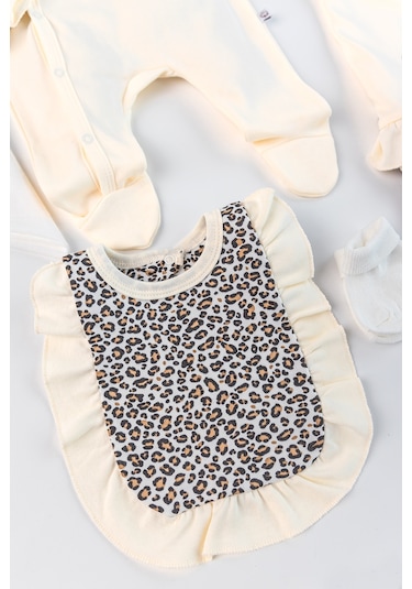 Leopar Desenli 8'li Kız Bebek Hastane Çıkışı Bebek Takımı