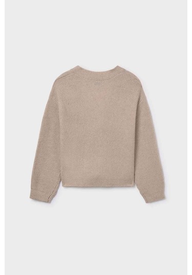 Kız Çocuk Triko Düğmeli Hırka Susam Susam