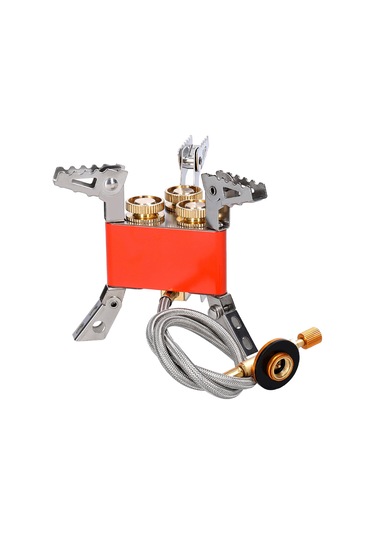 Xindoker Portatif Katlanabilir 3 Ayağlı Kamp Gaz Sobası - 6800w Yüksek Güç, Ayarlanabilir Valf, Turuncu Turuncu