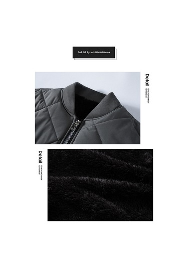 Erkek Beyzbol Yaka Kışlık Pamuklu Ceket Gri