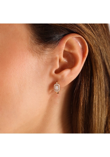 Sembol Gold Sarı Altın Baget Küpe J Model