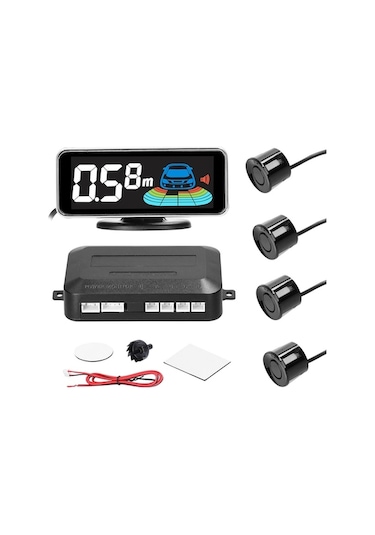 Renkli Lcd Ekranlı Geri Vites Sensörü - 4 Ultrasonik Prob İle Hassas Mesafe Göstergesi Ve Sesli Uyarı