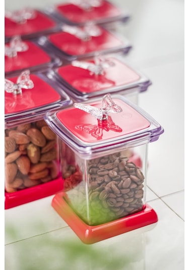 Akrilik Fuşya 12 Li Baharat Kavanozu& Baharatlık & Baharatlık Seti 200 ML ( CAM DEĞİLDİR ) Fuşya